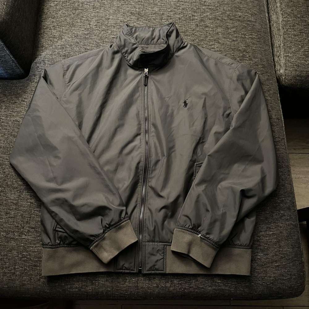 Polo Ralph Lauren Jacket Mens XL Gray Harrington Windbreaker Pony Logo